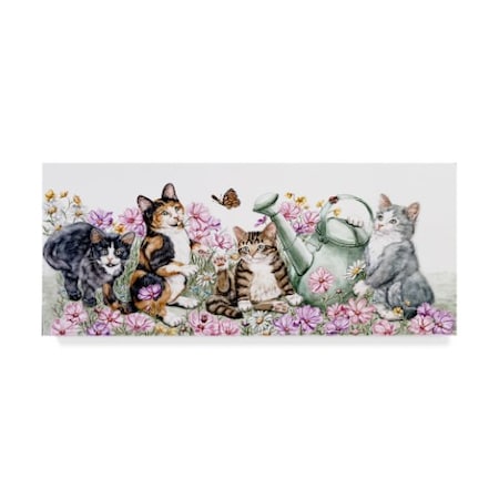 Jan Benz 'Flower Cats' Canvas Art,10x24